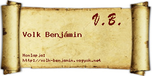 Volk Benjámin névjegykártya